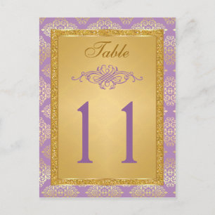 Lila, FAUX Glitter Damask Table Number Briefkaart