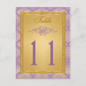 Lila, FAUX Glitter Damask Table Number Briefkaart (Voorkant)