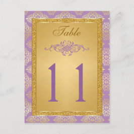 Lila, FAUX Glitter Damask Table Number Briefkaart