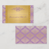 Lila, FAUX Glitter, Damask Trouwplaats Kaarten Plaatskaartje (Voorkant / Achterkant)