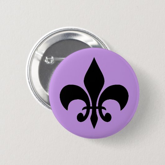 Lila Fleur de Lis Ronde Button 5,7 Cm (Voorkant /achterkant)