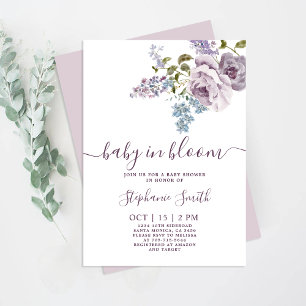 Lila Floral Baby in het Baby shower-meisje van Blo Kaart
