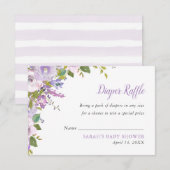 Lila Floral Baby shower Diaper Raffle Card Informatiekaartje (Voorkant / Achterkant)