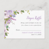 Lila Floral Baby shower Diaper Raffle Card Informatiekaartje (Voorkant)