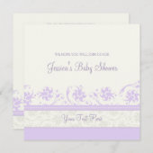 Lila, Floral Custom Baby Shower-uitnodigingen Kaart (Voorkant / Achterkant)