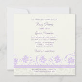 Lila, Floral Custom Baby Shower-uitnodigingen Kaart (Achterkant)