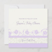 Lila, Floral Custom Baby Shower-uitnodigingen Kaart (Voorkant)