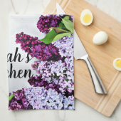 Lila Floral Custom Keuken Handdoeken (Quarter Fold)