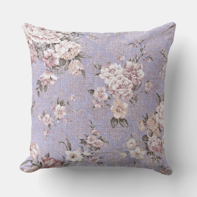 Lila Floral Decorative Pillow Kussen (Voorkant)