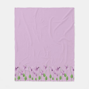 Lila Floral Fleece Blanket Deken