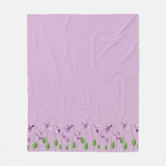Lila Floral Fleece Blanket Deken (Voorkant)
