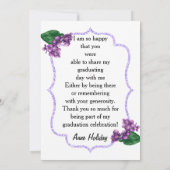 Lila Floral Foto Afstuderen Hartelijk dank Kaart (Achterkant)