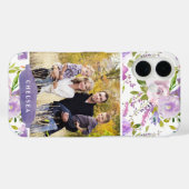 Lila Floral Foto en Monogram Case-Mate iPhone Case (Achterkant (horizontaal))