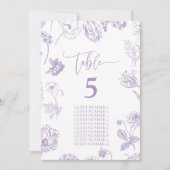  Lila Floral Gastnamen Tafelnummer (Voorkant)