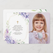Lila Floral Geometric Fotocommunie Dank u Bedankkaart (Voorkant / Achterkant)