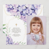 Lila Floral Geometric Fotocommunie Dank u Bedankkaart (Voorkant / Achterkant)