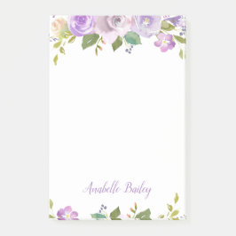 Lila Floral gepersonaliseerd monogram Post-it® Notes
