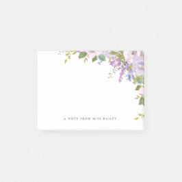 Lila Floral gepersonaliseerde lerarennaam Post-it® Notes