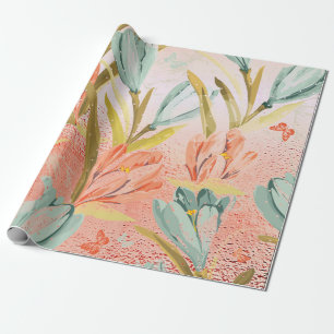 Lila Floral Gold Pink Rose Snoep Pastel Kleinste Cadeaupapier