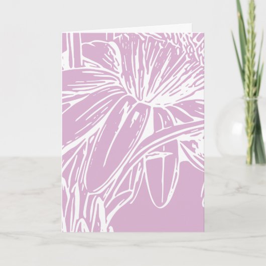 Lila Floral Line Art Minimalistisch Botanisch Ontw Kaart (Voorkant)
