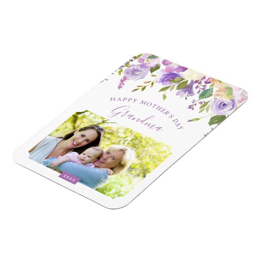 Lila Floral Moederdag Foto Magneet (Linkerzijde)