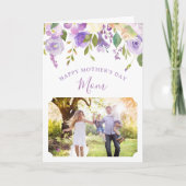 Lila Floral Moederdag Fotokaart voor mama Kaart (Voorkant)