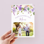 Lila Floral Moederdag Fotokaart voor mama Kaart