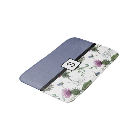 Lila Floral Monogram Badmat (Gekanteld)
