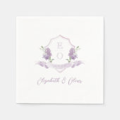 Lila Floral Monogram Crest Bruiloft Servet (Voorkant)