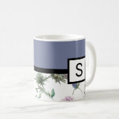 Lila Floral Monogram Koffiemok (Voorkant rechts)