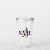 Lila Floral Monogrammed Acryl Drinkbeker (Voorkant)