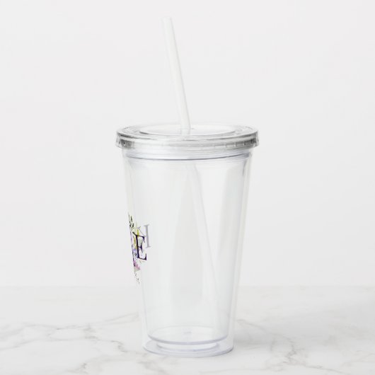Lila Floral Monogrammed Acryl Drinkbeker (Links)
