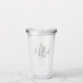 Lila Floral Monogrammed Acryl Drinkbeker (Achterkant)