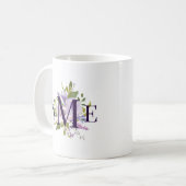 Lila Floral Monogrammed Koffiemok (Voorkant links)