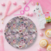 Lila Floral Papieren Bordje (Feest)