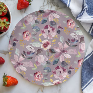 Lila Floral Papieren Bordje