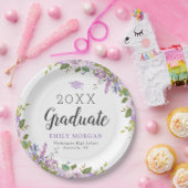 Lila Floral Persoonlijke Graduation Party Papieren Bordje (Feest)