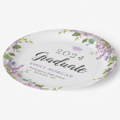 Lila Floral Persoonlijke Graduation Party Papieren Bordje (Gekanteld)