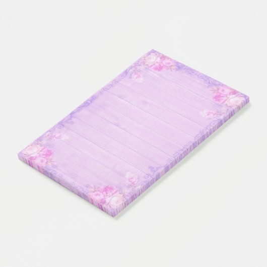 Lila Floral Post-it® Notes (Schuin)