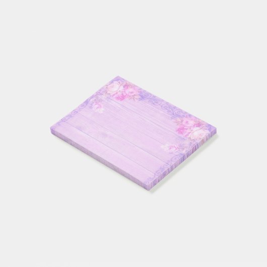 Lila Floral Post-it® Notes (Schuin)