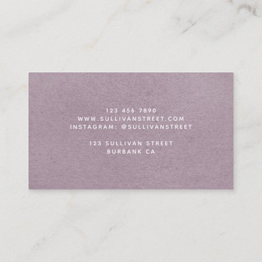 Lila Floral Visitekaartje (Achterkant)