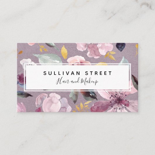Lila Floral Visitekaartje (Voorkant)