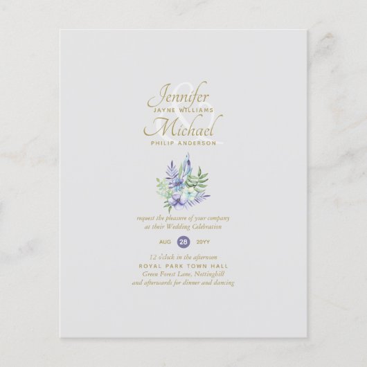 Lila Floral Vrijgezellenfeest per post of bruiloft (Voorkant)