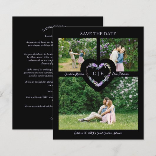 Lila Floral Waterverf Harde grond 3 Foto's (Voorkant / Achterkant)