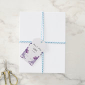 Lila Floral Wedding Cadeaulabel (Met Touw)