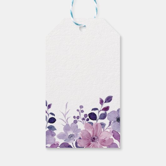 Lila Floral Wedding Cadeaulabel (Achterkant)