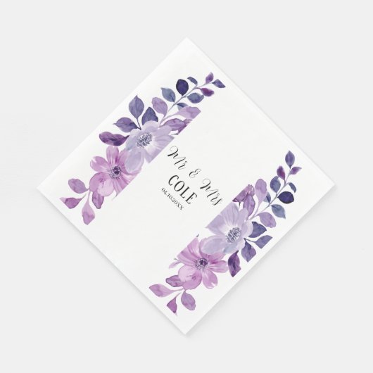 Lila Floral Wedding Servet (Hoek)