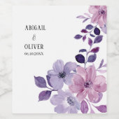 Lila Floral Wedding Wijn Etiket (Enkel label)