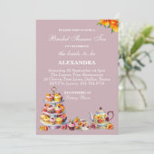 Lila Floral Whimsical Tea Vrijgezellenfeest Kaart (Staand voorkant)