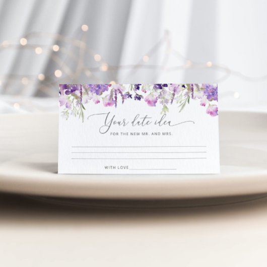 Lila florale Datumnachtideeën. Datum jar Informatiekaartje